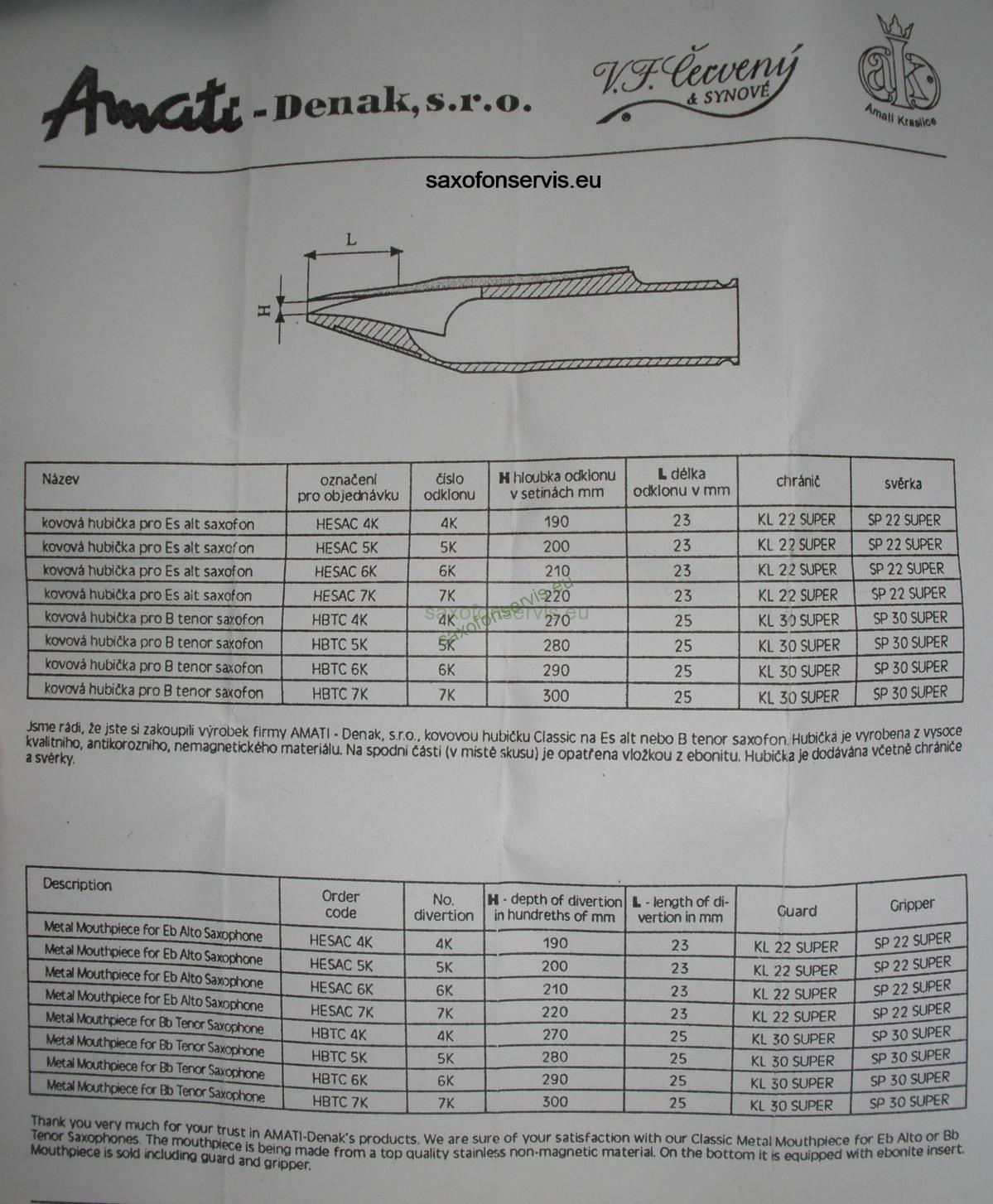 AMATI Metal 280/2 hubička tenor saxofon (No.2)